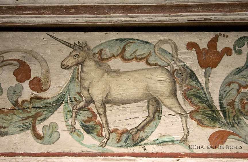 Licorne Plafond peint chateau de Fiches Ariege Pyrenees