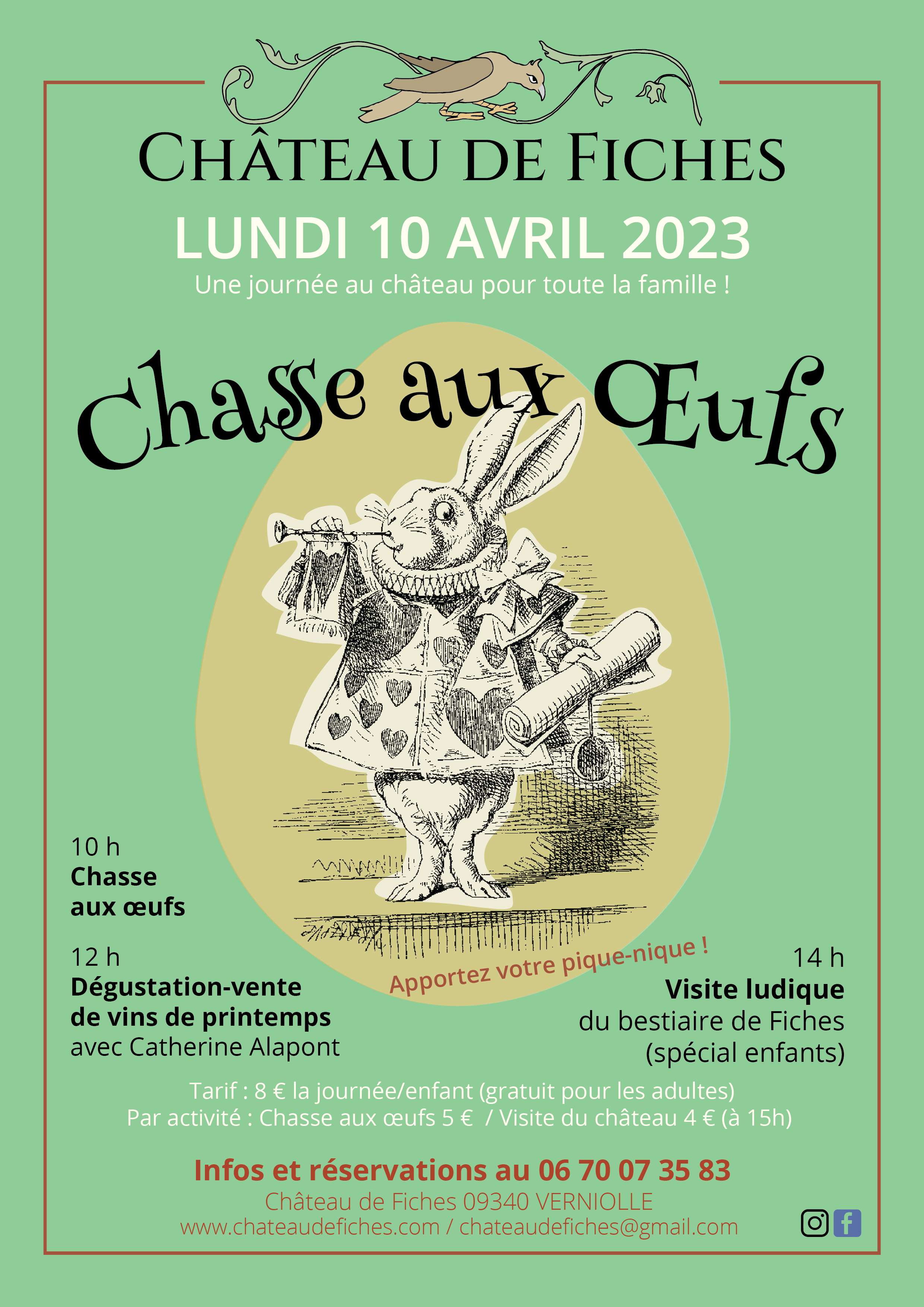 chasse aux oeuf 10 avril 23 chateau de fiches